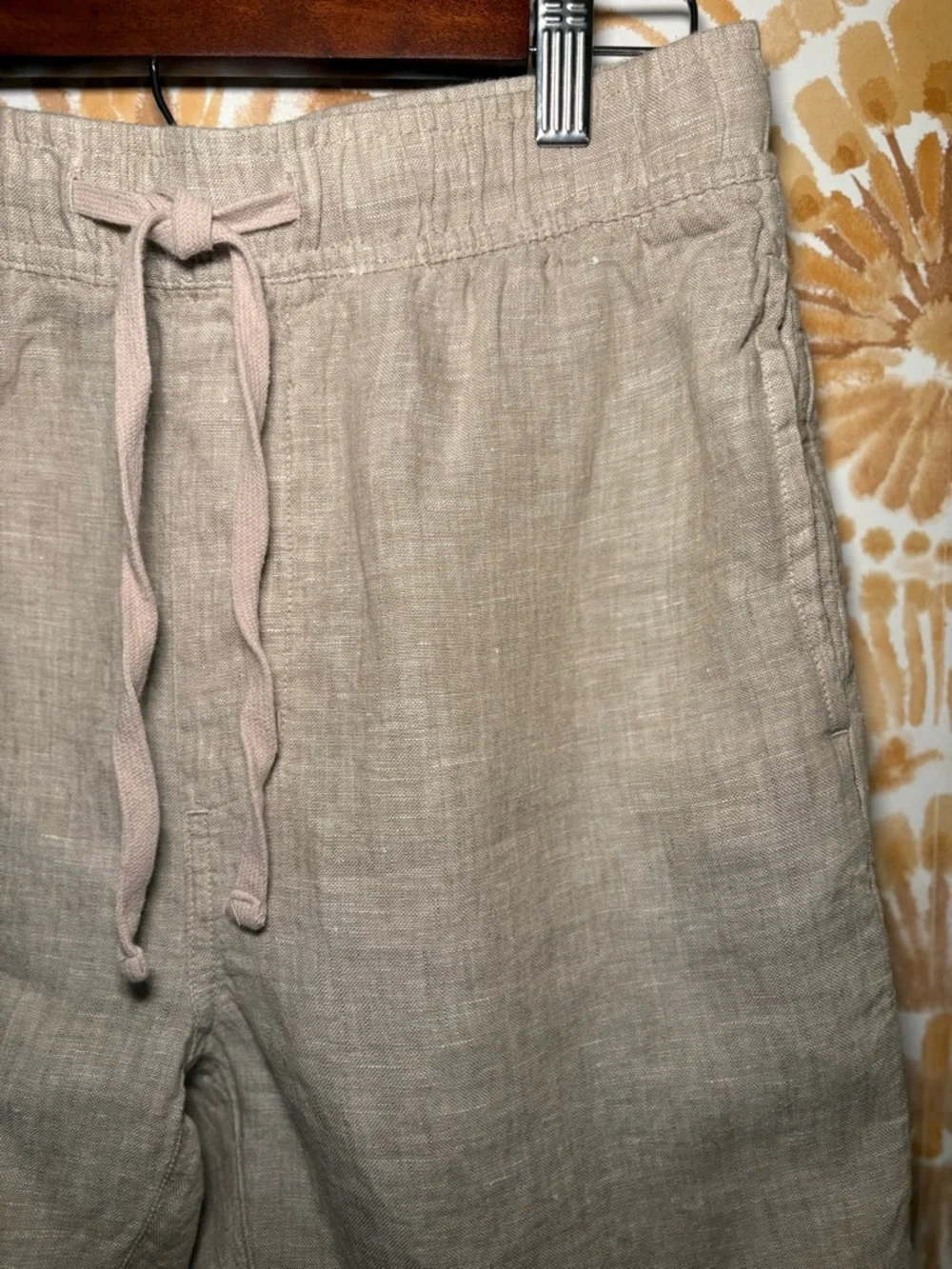 Caribbean Joe Beige Linen Drawstring Shorts|Coastal Relaxed Summer Shorts Size S